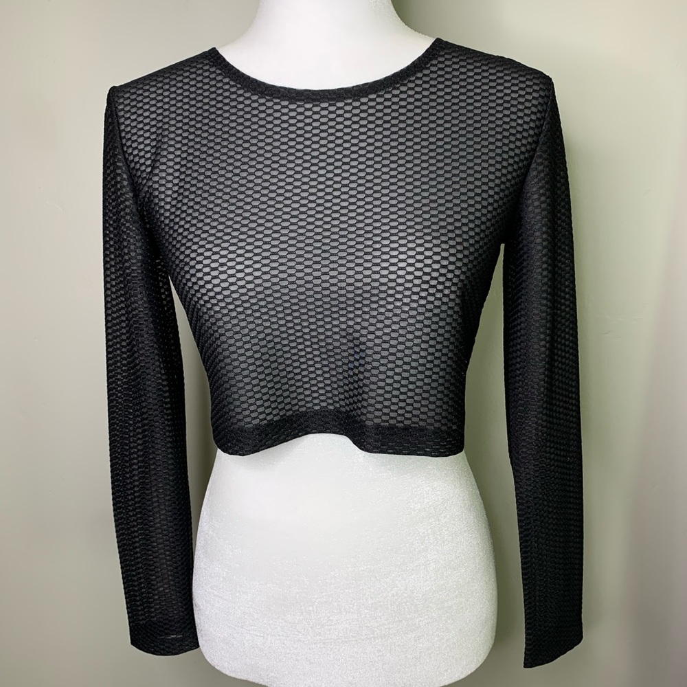 MOTEL ROCKS black long sleeve crop top